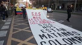 Manifestación de ciudadanos colombianos en Madrid contra del gobierno de Iván Duque en Madrid
