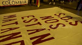 Manifestación de ciudadanos colombianos en Madrid contra del gobierno de Iván Duque en Madrid