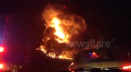 Huge tyre fire in Essex, UK