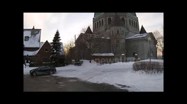 Drone View of Sunset Over Montreal, Quebec's St-Joseph Oratory