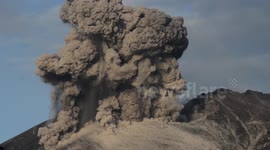 Volcano eruption in Sakurajima, Japan with shockwave
