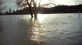 Flooded Ohio River in Cincinnati