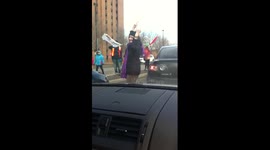 Frustrated commuter at the York University Strike Picket Line