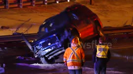 Young party goers walk away from rollover crash on highway