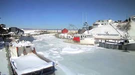 Icy Spring Tide in Hall's Harbour at the Bay of Fundy