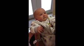 Cute baby reacts to fart noise