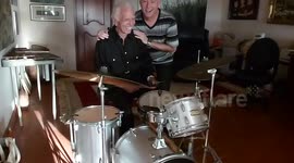 Proud son and his 93-year-old drumming dad