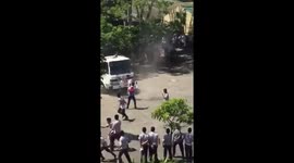 Dust devil rips through schoolyard in the Philippines