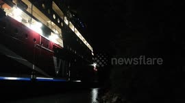 Viking Grace ran aground right by the shore in Mariehamn, Aland Islands, Finland