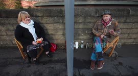 Two friends in Scotland forced apart by the pandemic meet for cup of tea at 'the border'