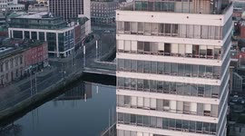 Covid 19 in Dublin City, Ireland. Aerial view of the Irish capital during the Coronavirus pandemic.
