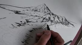 Timelapse of amazingly detailed map drawing of New Zealand's iconic Mt. Taranaki