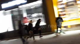 Migrants illegaly installing tents on Place de la Republique in Paris and chased by police in central Paris( 23nov2020