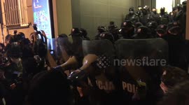 Police clash with protestors during Women's Strike in Poland