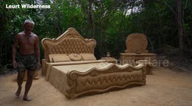 Timelapse shows Cambodian man carving bedroom in middle of forest