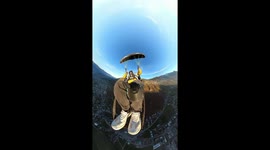 Disorientating 360 video shows paraglider spinning in the air above Germany