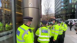 Anti-vaccine protester staged one man ptotest outside London branch of Bill and Mellinda Gates Foundation