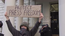 Police shut down French security bill protest outside embassy in London