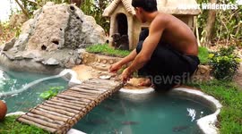 Cambodian craftsman transforms jungle clearing into shelter for puppies