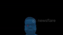Futuristic,science fiction, graphic user interface, HUD, with interactive display and digital elements and virtual head and glasses