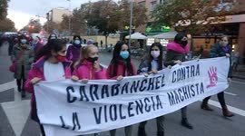 Small crowd rally in Madrid to demand an end to violence against women