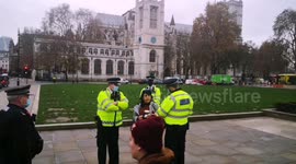 Police arrest woman outside Parliament