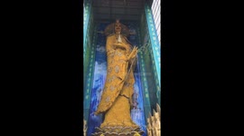 The world's largest Buddha Avalokiteshvara statue made of immortelle flowers in Vietnam
