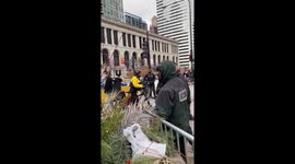 Trump MAGA and Proud Boys clashing with anti-Trump and BLM protesters in Chicago Millennium Park on Thanksgiving