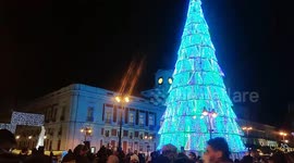 Christmas tree composed of over 10 million LED lights illuminates Madrid