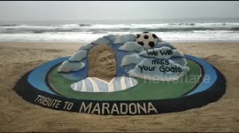 Indian Sand Artist Tribute to Diego Maradona