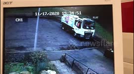 A woman who came home to find her garden wall had been smashed down checked her CCTV to discover the damage had been done by a council cleaning van