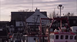 Brexit: fishing boats dried out in Queenborough Creek, UK