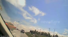 Car flips over in Thailand when pickup truck suddenly changes lane