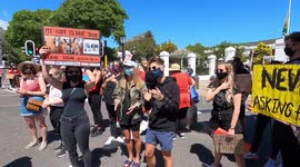 Dozens rally outside South Africa's Parliament against gender-based violence