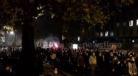 Multiple thousand people march through Nantes, France against a new security bill that would ban filming police officers
