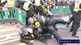Watch FOUR Met Police officers wrestle anti-lockdown protester to ground