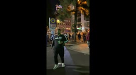 Dodgers celebration People running from riot gear LAPD