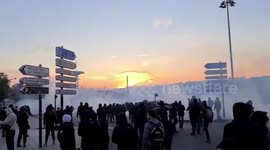 Tear gas at protest in Lyon against draft security law in France