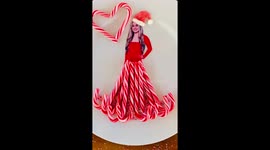 Celebrity food artist styles TikTok star Addison Rae in candy canes for Christmas