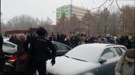 Riot police shoot during protests in Minsk, Belarus