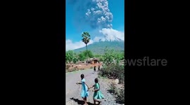 Villagers flee as Indonesian volcano erupts