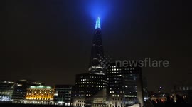 The Shard in London uses Morse Code to spell out special message for NHS and key workers.