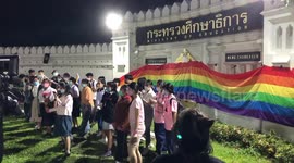 Thai students protest outside Ministry of Education in Bangkok