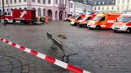 Emergency services on scene after car ploughs into pedestrian zone in Germany