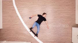 Animator spends three days lying on floor to create this skateboarding stop-motion
