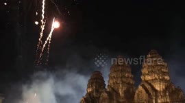 Hundreds of panicked wild monkeys scatter during fireworks display in Thailand