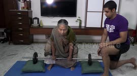 Saree clad 82-year-old granny lifting weights and doing squats inspires others to stay fit