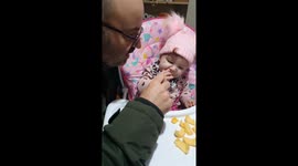 Grandad eating a quaver shocks Granddaughter