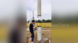 Chinese artist turns utility pole transparent with clever optical illusion painting