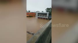 Highway flooded after heavy rain in southern Thailand